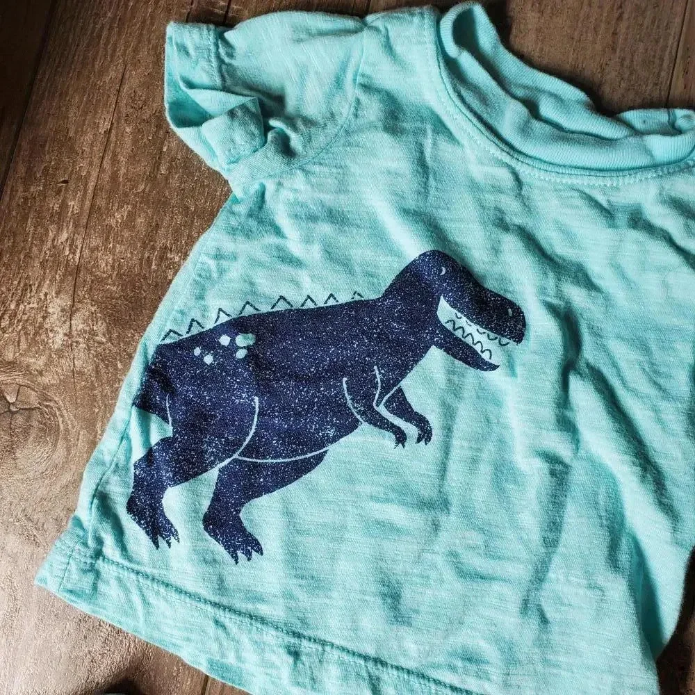 Baby Cat & Jack & Carter's 3M Summer Boy Dino Outfit with Shorts - Picture 8 of 8